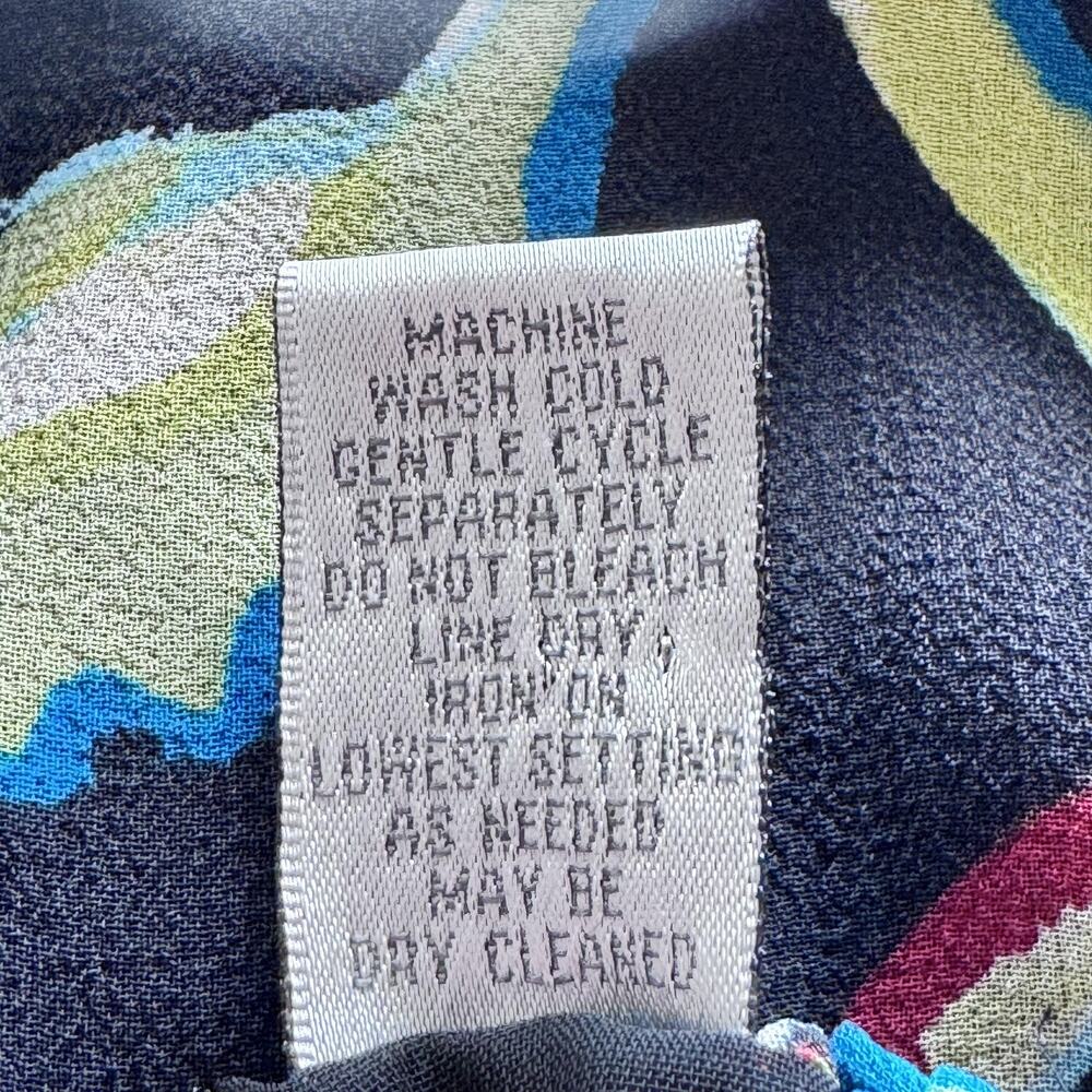 Chico's Silk Skirt Womens 2 Black Floral Lined Sheer Midi‎ Love Holidays Flaws - Picture 14 of 14